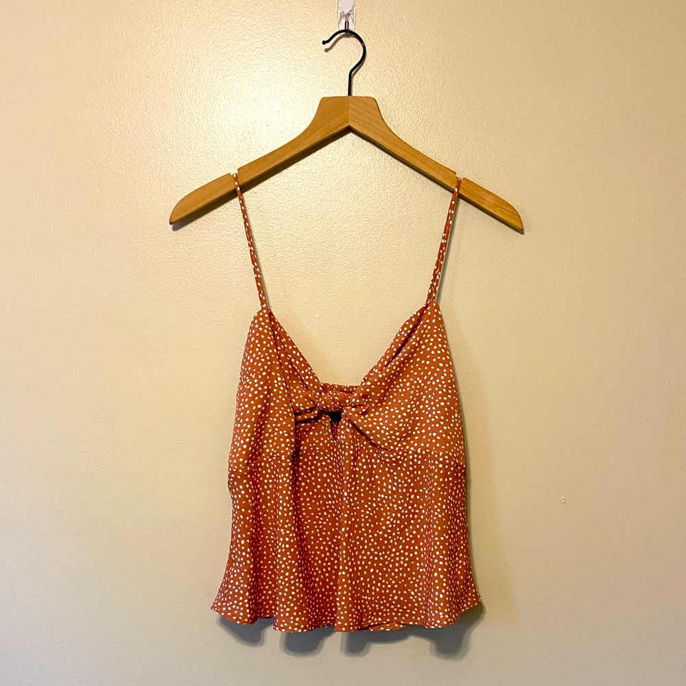 Abercrombie & Fitch Knot-Front Cami Pink w/ White Dots NWT